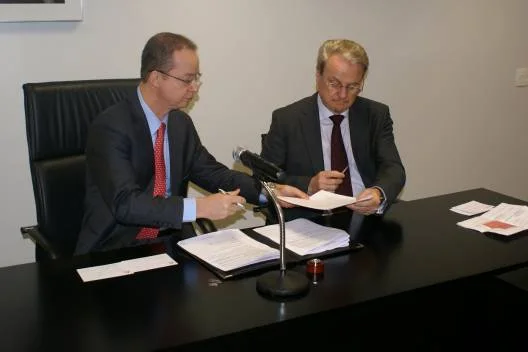 Presidente do BDMG, Matheus de Carvalho, e prefeito de BH, Marcio Lacerda