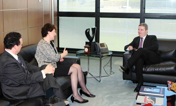 Antonio Anastasia durante reunião com a nova diretora do Bird