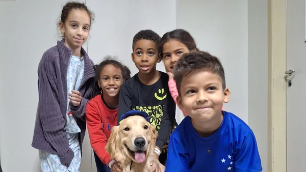 Cão coterapeuta visita ala de pediatria do Hospital do Ipsemg 