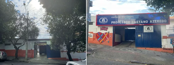 Antes e depois das reformas da Escola Estadual Professor Caetano Azeredo, em Belo Horizonte