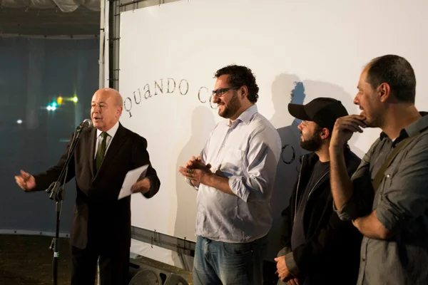o secretário Angelo Oswaldo e os idealizadores do projeto Moradores