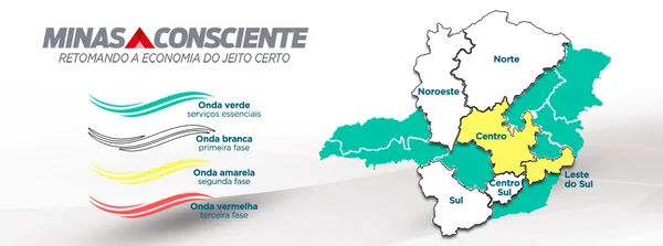 Macrorregiões Centro e Leste do Sul avançam para onda amarela do plano Minas Consciente