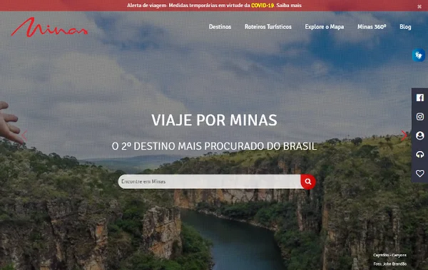 Minas Gerais aparece como segundo destino nacional mais procurado no Brasil