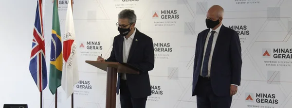 O governador Romeu Zema e o embaixador do Reino Unido no Brasil, Peter Wilson