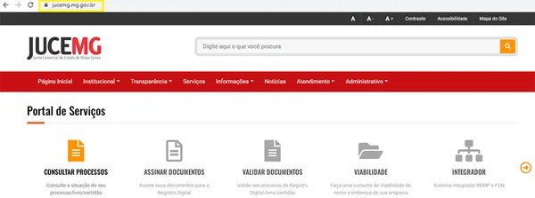 Site oficial da Junta Comercial é o www.jucemg.mg.gov.br