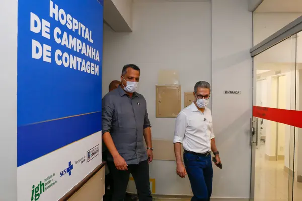 Romeu Zema vistoria em Contagem hospital que receberá pacientes com Covid-19