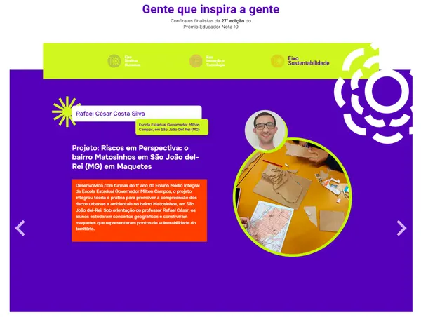 Professor da rede estadual de Minas Gerais é finalista do prêmio Educador Nota 10