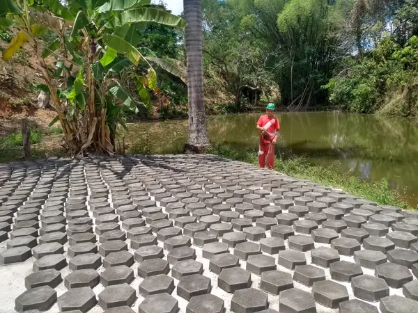 Hexagonal é um dos formatos conhecidos dos bloquetes, que podem ser produzidos a partir de concreto ou pedra