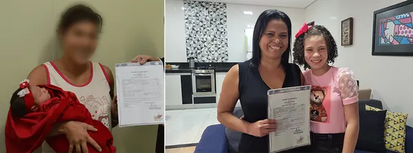 Maysa Emanuele foi a primeira criança a ser registrada pelas Unidades Interligadas em Minas. Hoje, aos dez anos de idade, com a responsável legal, Adriana Araújo