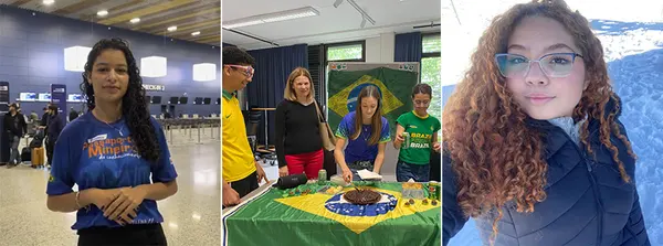 Os estudantes Rafaella Santos (Costa Rica), Gabriel Souza e Maria Eduarda Pires (Suíça) e Ana Martins (Itália)